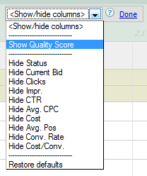 Google Quality Score Selection
