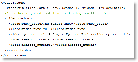 new google video sitemap optimization tag for tv